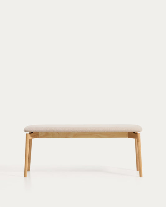 Panca Evera in ciniglia beige e impiallacciato di rovere con finitura naturale 122 cm