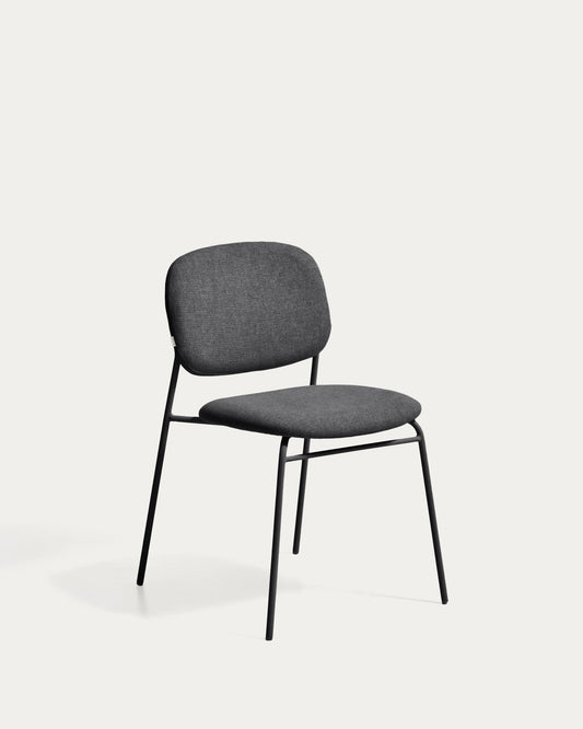 Sedia impilabile Meli in ciniglia grigia con gambe in metallo grigio FSC Mix Credit