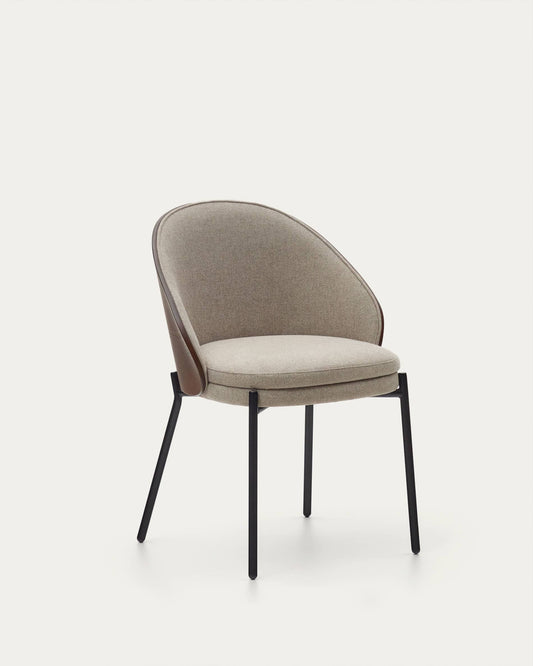 Sedia Eamy marrone chiaro impiallacciato frassino finitura wengé e metallo nero