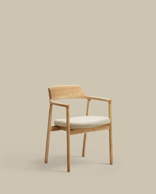 Sedia Alocs sfoderabile ciniglia beige legno massiccio di rovere naturale FSC Mix Credit