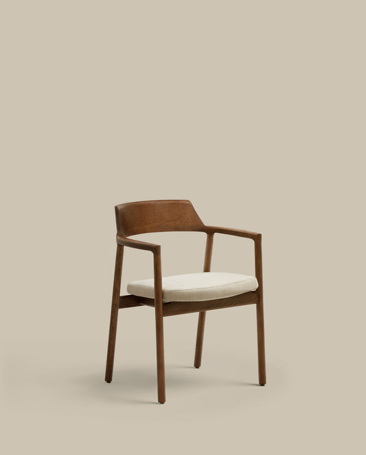 Sedia Alocs sfoderabile ciniglia beige legno massiccio di rovere noce FSC Mix Credit
