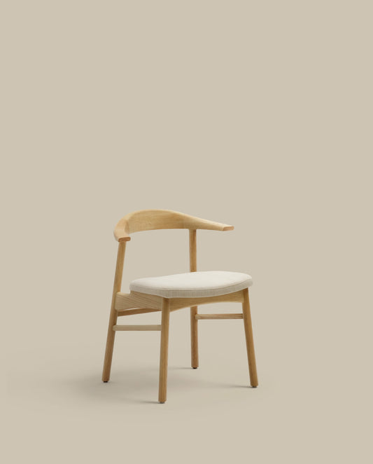 Sedia Timons sfoderabile ciniglia beige legno massiccio di rovere naturale FSC Mix Credit