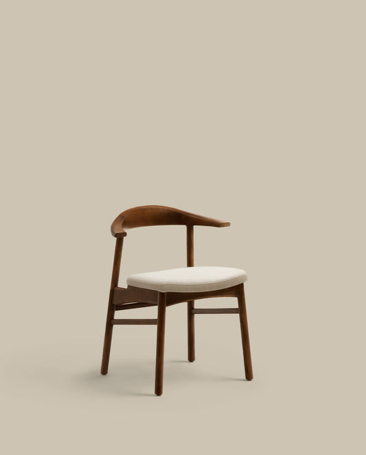 Sedia Timons sfoderabile ciniglia beige legno massiccio di rovere noce FSC Mix Credit