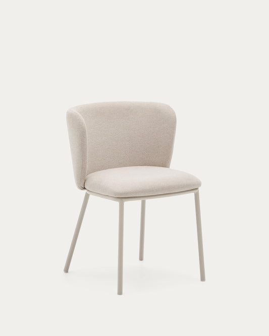 Sedia Ciselia in ciniglia beige e acciaio beige
