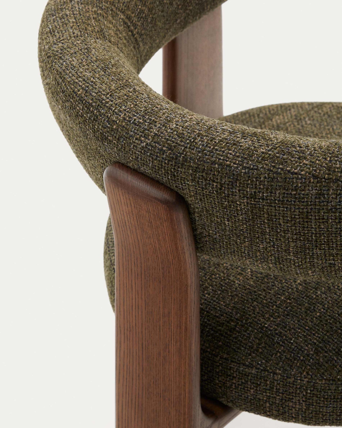 Sedia Granite 3 gambe in ciniglia verde e legno massello di frassino finitura noce