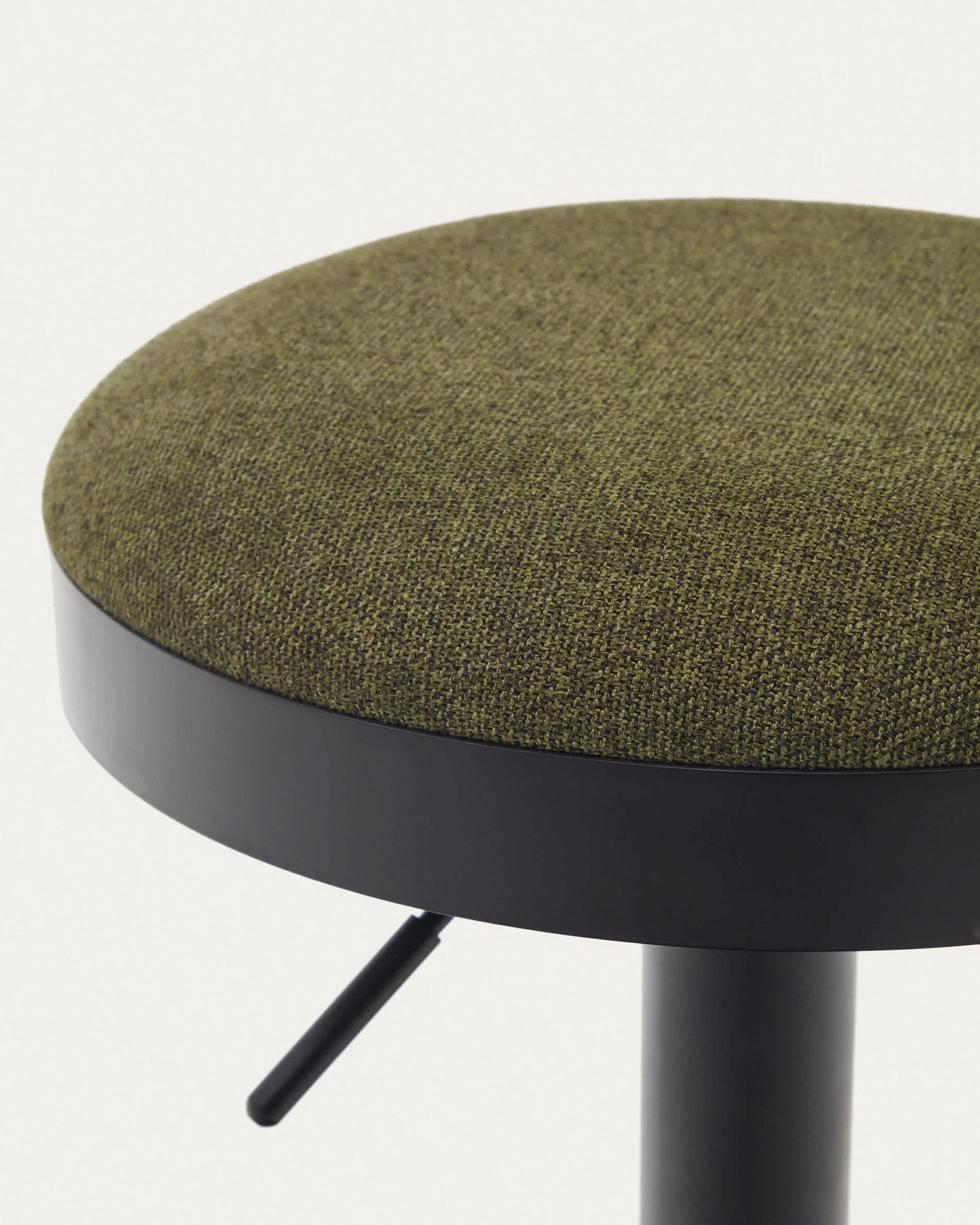 Sgabello Zaib in ciniglia verde scuro e acciaio nero opaco altezza 63-84 cm