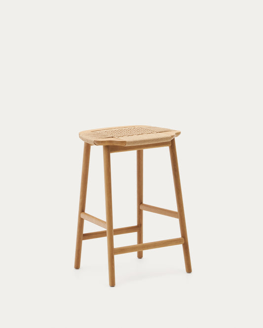 Sgabello Enit in corda di carta beige e legno massiccio di rovere rifinitura naturale 65 cm
