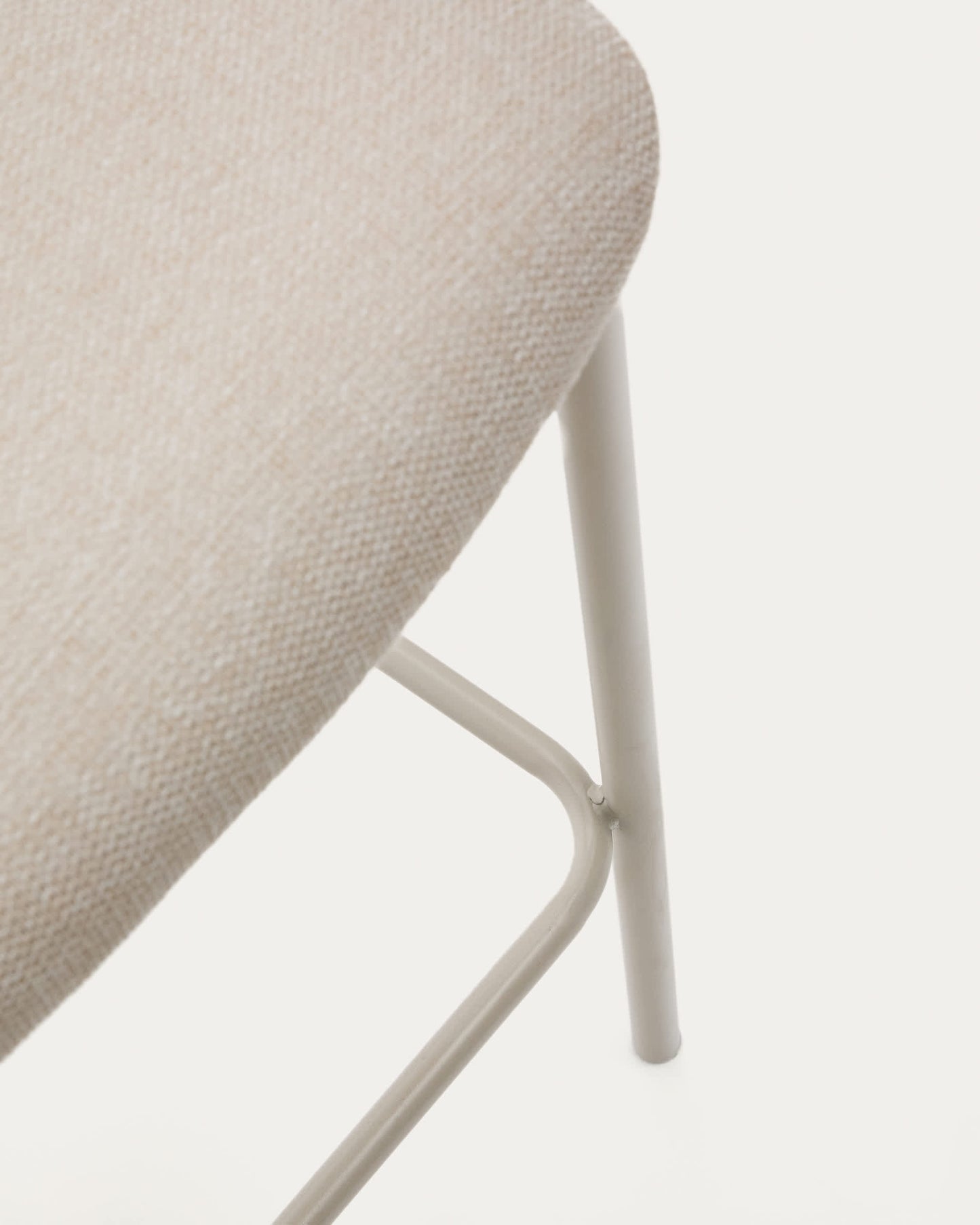 Sgabello Ciselia in ciniglia beige e acciaio beige altezza 75 cm