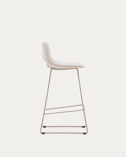 Sgabello Zahara beige e acciaio finitura beige altezza 76 cm