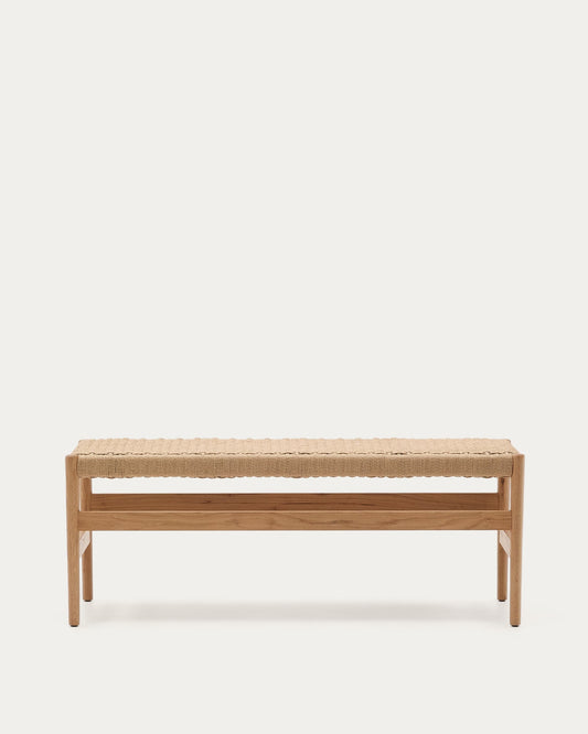 Panca Zaide in legno massiccio di rovere con finitura naturale e seduta in corda 120 cm