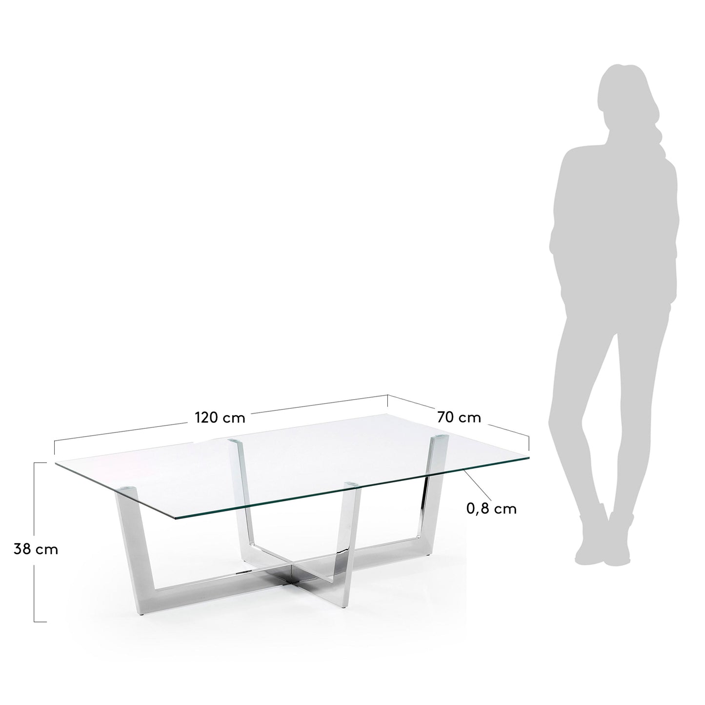Tavolino Plam 120 x 70 cm vetro trasparente