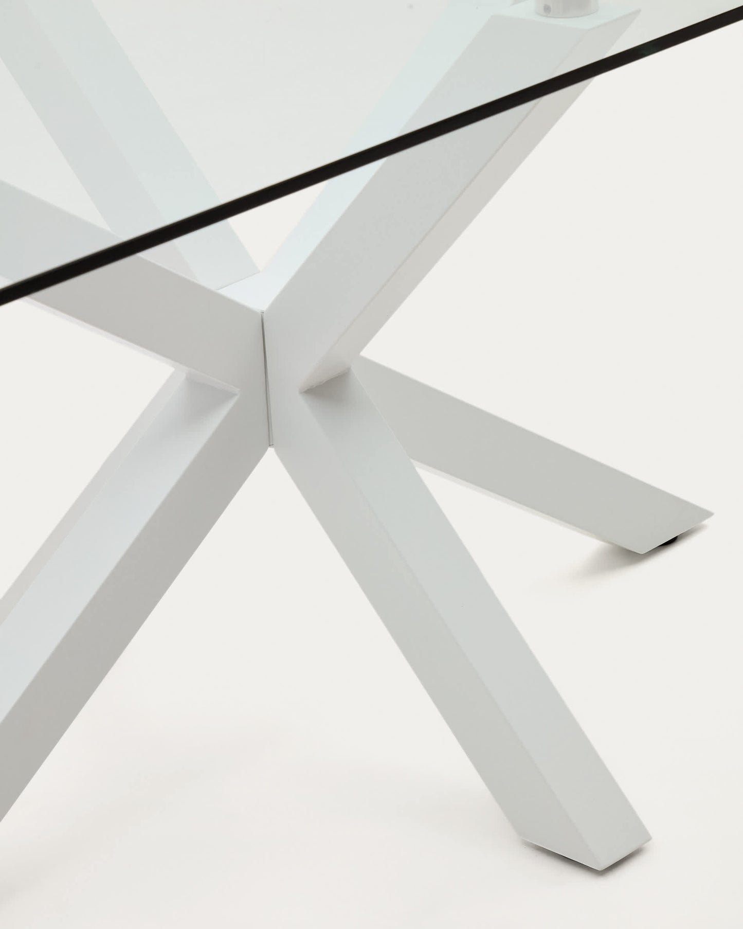 Tavolo Argo di vetro e gambe in acciaio con finitura bianca 200 x 100 cm