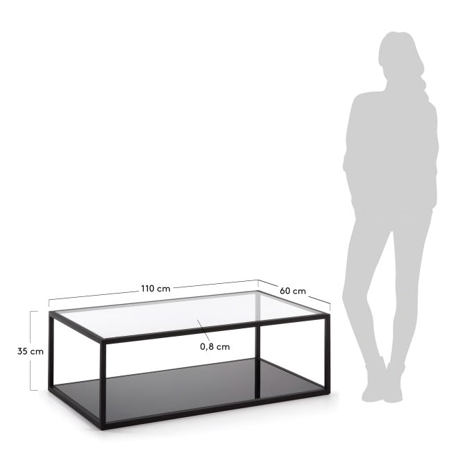 Tavolino rettangolare Blackhill 110 x 60 cm nero