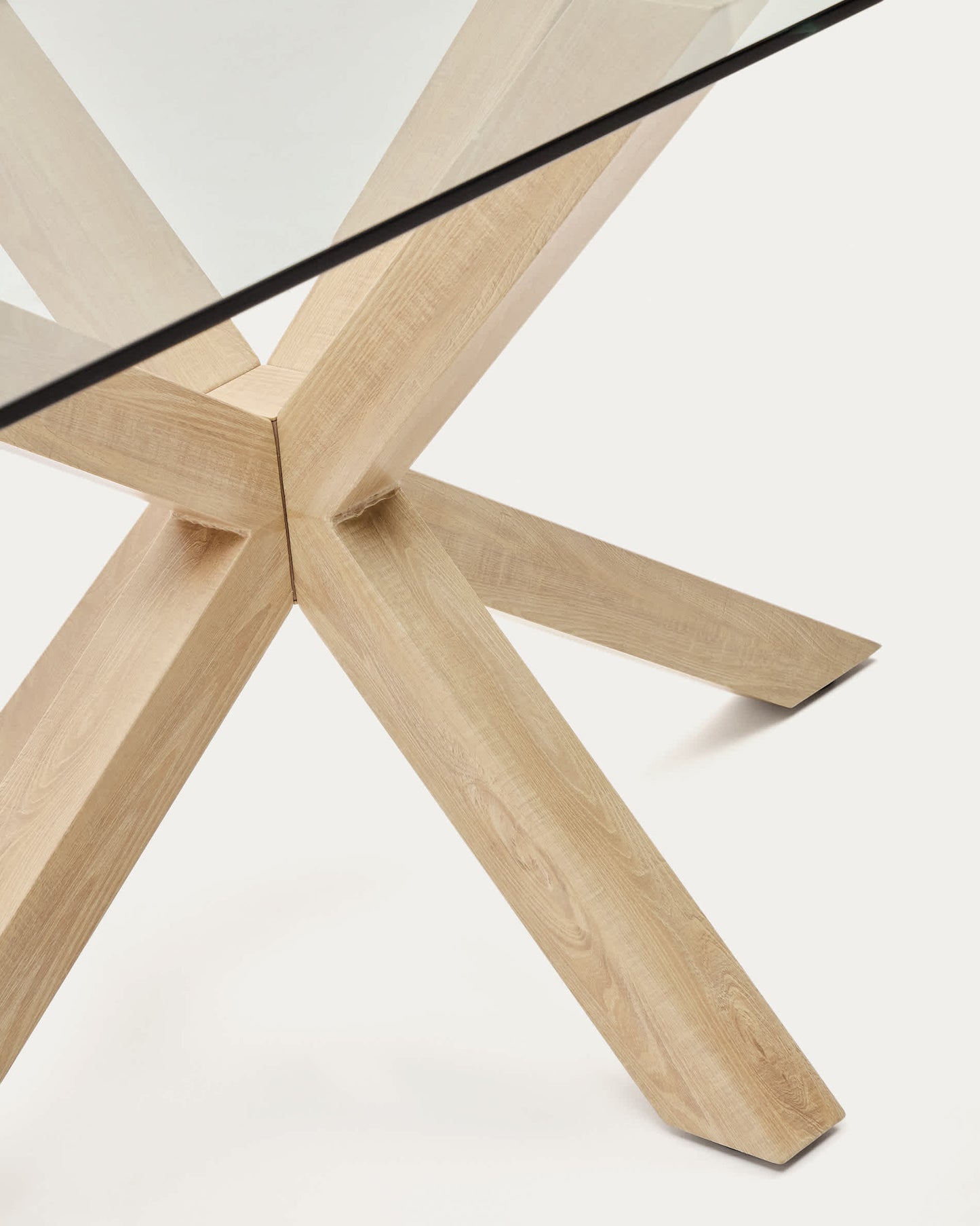 Tavolo Argo in vetro e gambe in acciaio effetto legno 180 x 100 cm