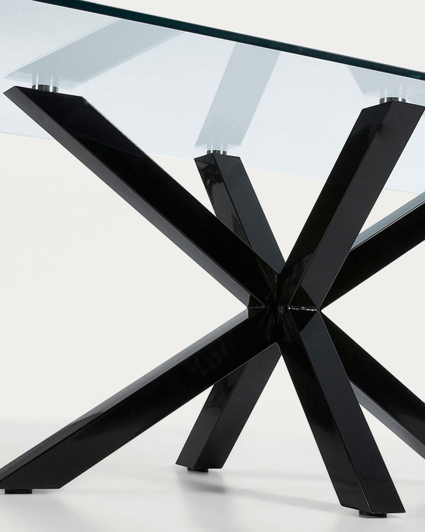 Tavolo Argo in vetro e gambe in acciaio finitura nera 160 x 90 cm