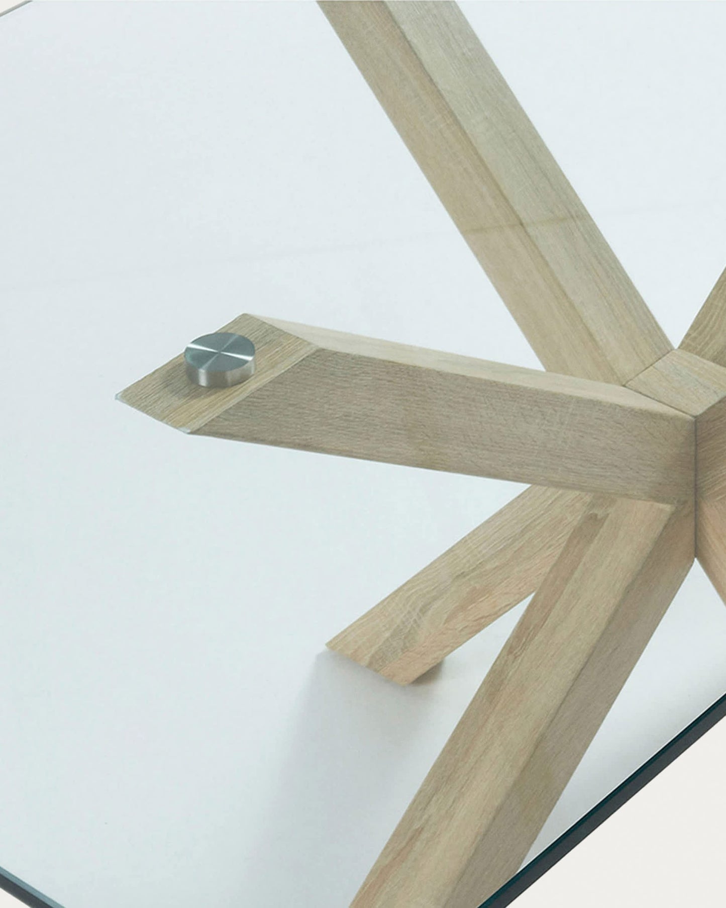 Tavolo Argo in vetro e gambe in acciaio effetto legno 160 x 90 cm