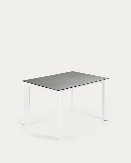 Tavolo allungabile Axis porcellanato Hydra Lead e gambe in acciaio bianco 120 (180) cm