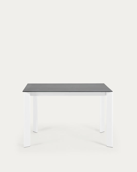 Tavolo allungabile Axis porcellanato Vulcano Roca gambe grigie acciaio bianche 120 (180)cm