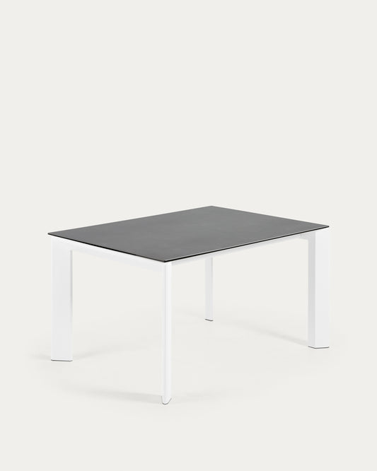 Tavolo allungabile Axis porcellanato Vulcano Roca gambe grigie acciaio bianche 140 (200)cm