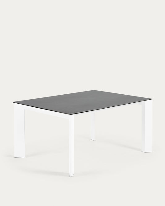 Tavolo allungabile Axis in porcellanato Vulcano Roca gambe bianche 160 (220) cm