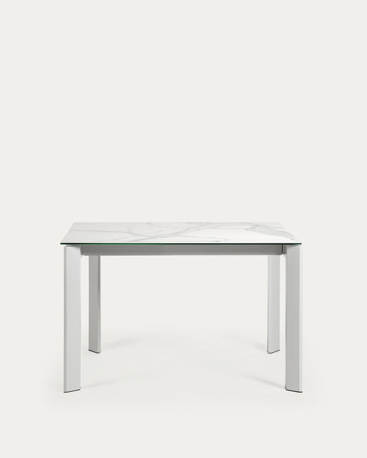 Tavolo allungabile Axis in porcellanato Kalos Bianco e gambe bianche 120 (180) cm