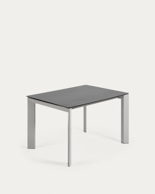 Tavolo allungabile Axis porcellanato Vulcano Roca gambe grigie acciaio grigie 120 (180)cm