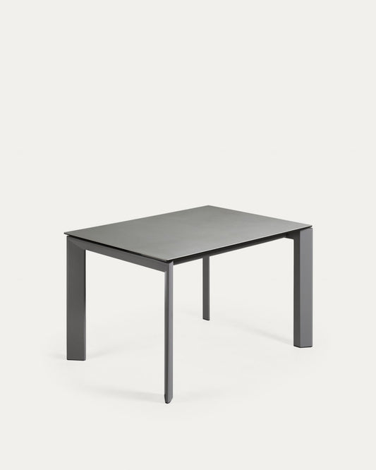 Tavolo allungabile Axis porcellanato Hydra Lead e gambe in acciaio antracite 120 (180) cm