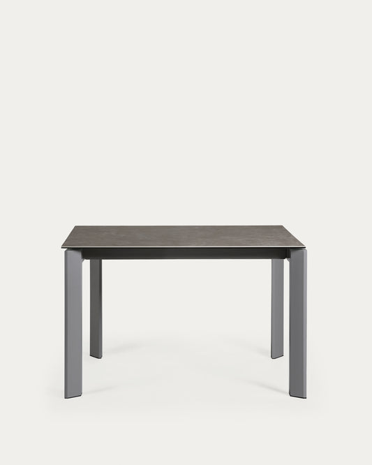 Tavolo allungabile Axis porcellanato Vulcano Ceniza antracite gambe acciaio 120 (180) cm