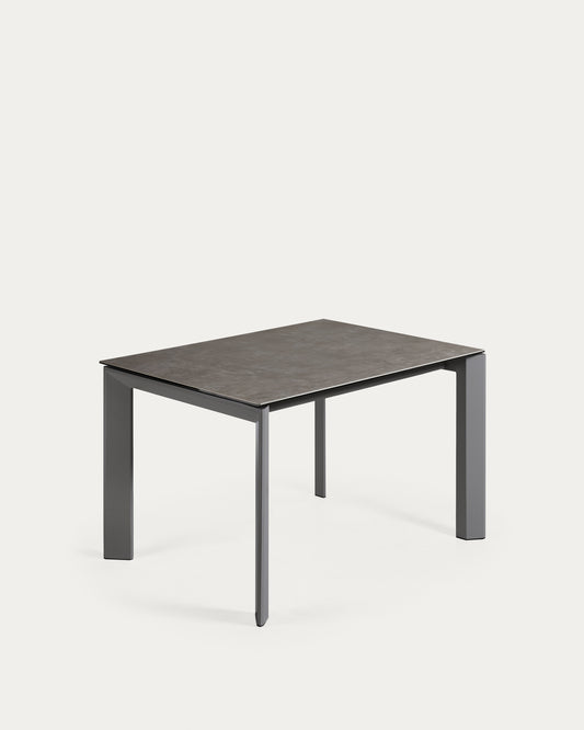 Tavolo allungabile Axis porcellanato Vulcano Ceniza antracite gambe acciaio 120 (180) cm
