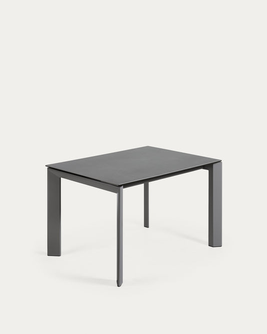 Tavolo allungabile Axis porcellanato Vulcano Roca grigio scuro con gambe acciaio 120 (180) cm