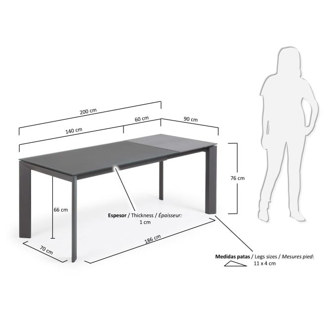 Tavolo Axis allungabile vetro 140