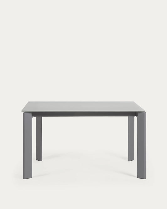 Tavolo allungabile Axis in vetro grigio e gambe in acciaio finitura grigio scuro 140 (200) cm