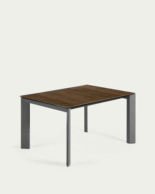 Tavolo allungabile Axis porcellanato Iron Corten e gambe in acciaio grigio scuro 140 (200) cm