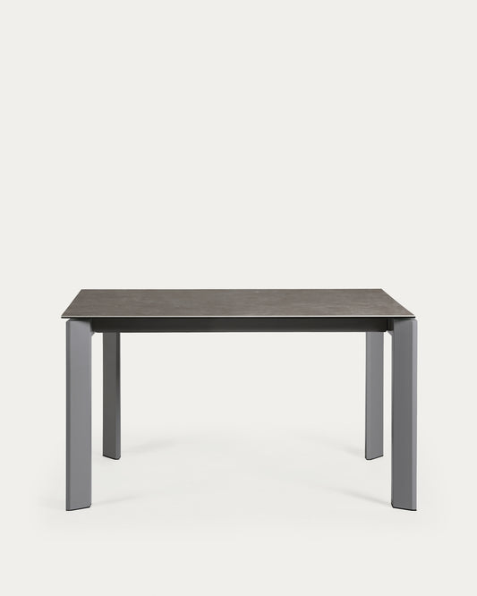 Tavolo allungabile Axis porcellanato Vulcano Ceniza e gambe acciaio antracite 140(200) cm