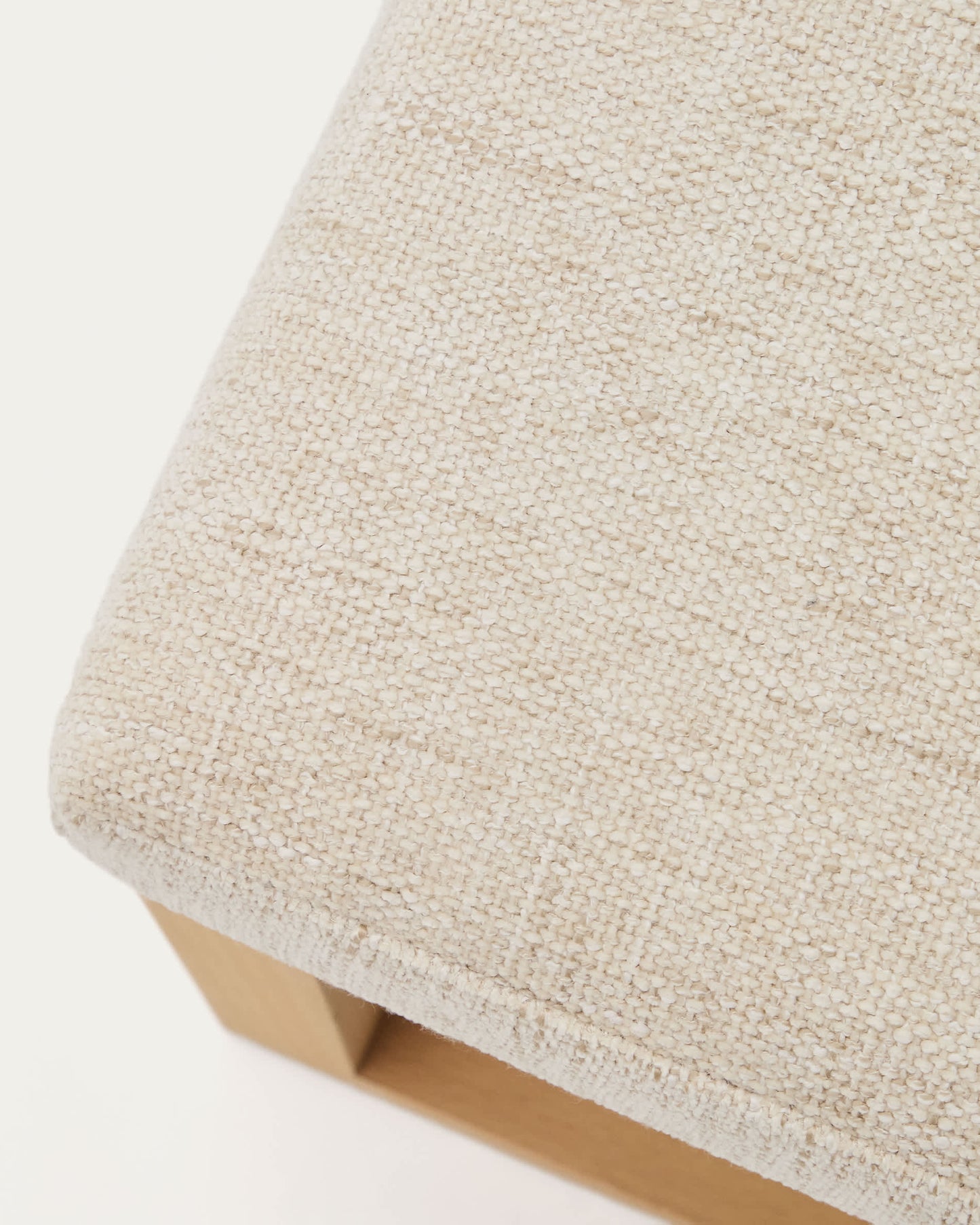 Panca Loya in ciniglia beige e legno di faggio 128 cm
