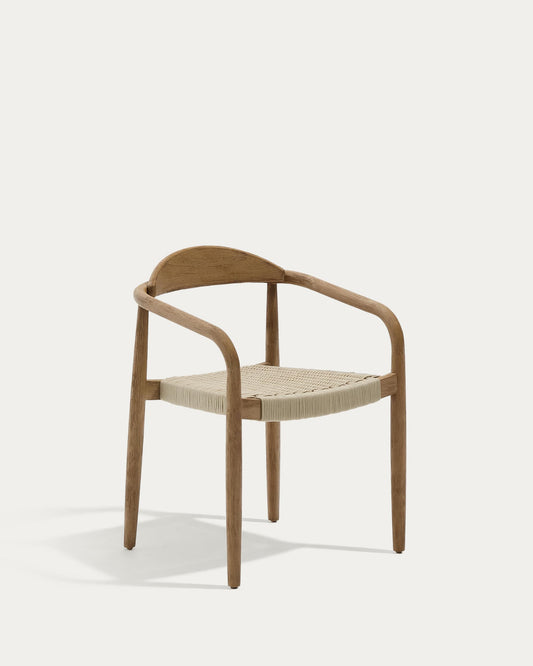 Sedia Nina in legno massiccio di acacia e corda ecrù