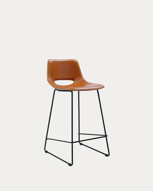 Sgabello Zahara in pelle sintetica marrone altezza 65 cm