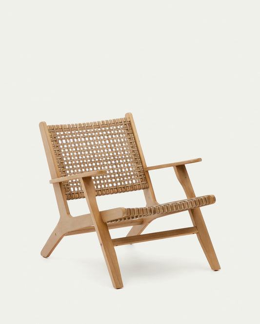 Poltrona Grignoon in legno massello di acacia e rattan intrecciato