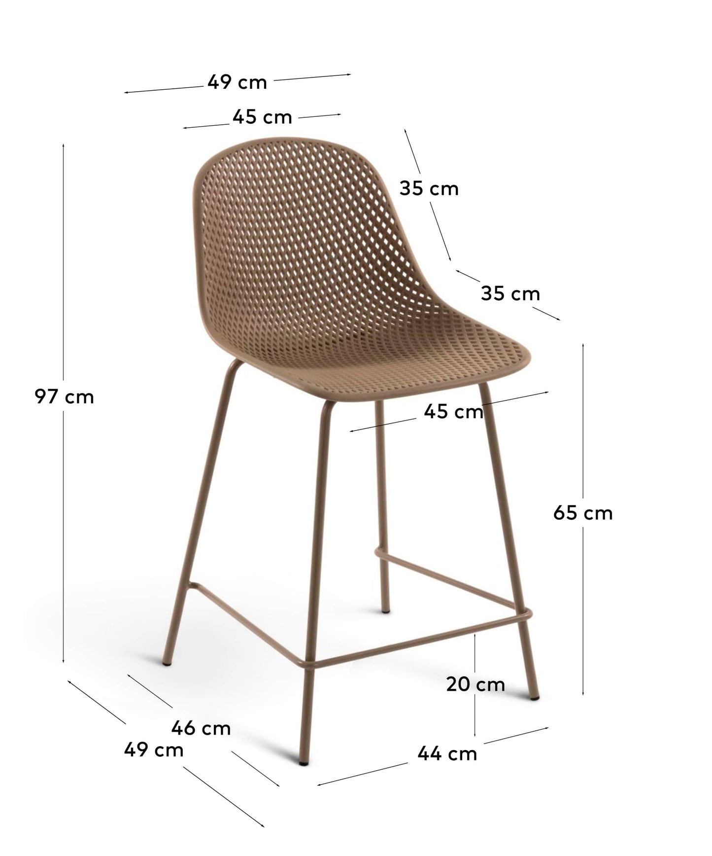Sgabello Quinby beige altezza 65 cm