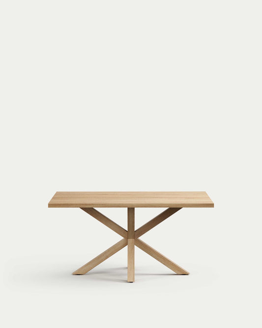 Tavolo Argo di melammina con finitura naturale e gambe in acciaio effetto legno 160 x 100 cm