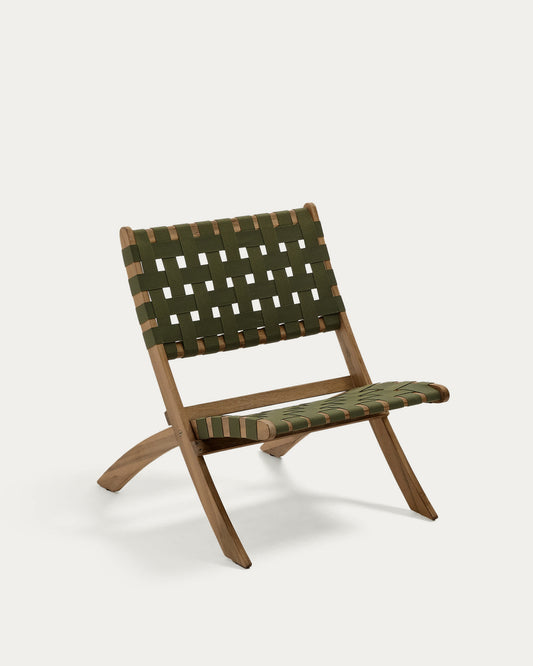 Sedia pieghevole Chabeli in legno massello di acacia e corda verde