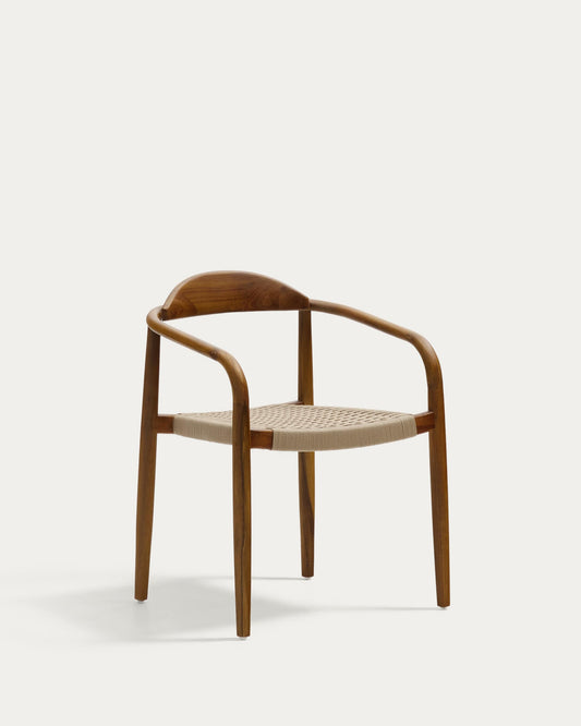 Sedia Nina in legno massello di acacia finitura noce e corda beige