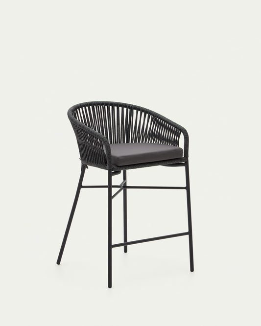 Sgabello Yanet in corda nera altezza 65 cm