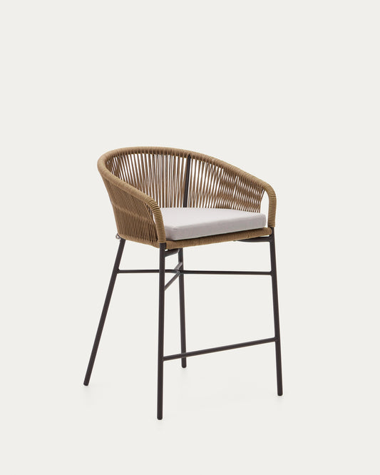 Sgabello Yanet in corda beige altezza 65 cm
