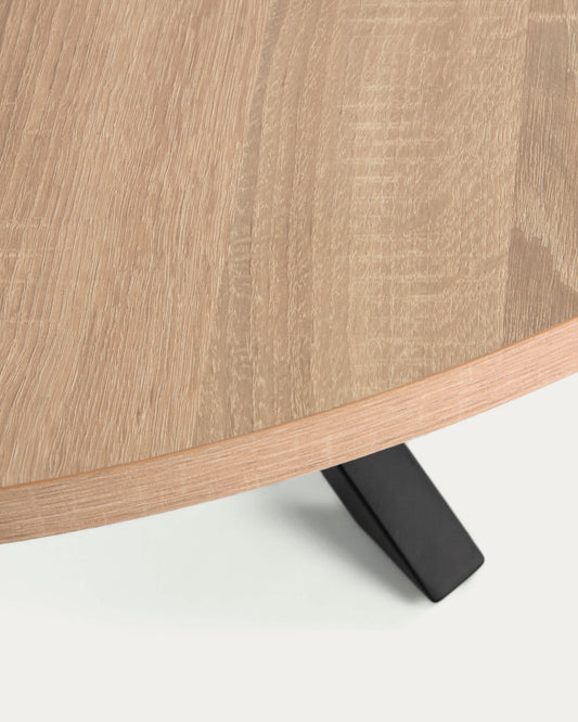 Tavolo rotondo Argo Ø 120 cm melammina naturale e gambe in acciaio nero