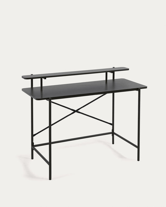 Tavolo Galatia nera in melamina con gambe in metallo verniciato nero 120 x 60 cm