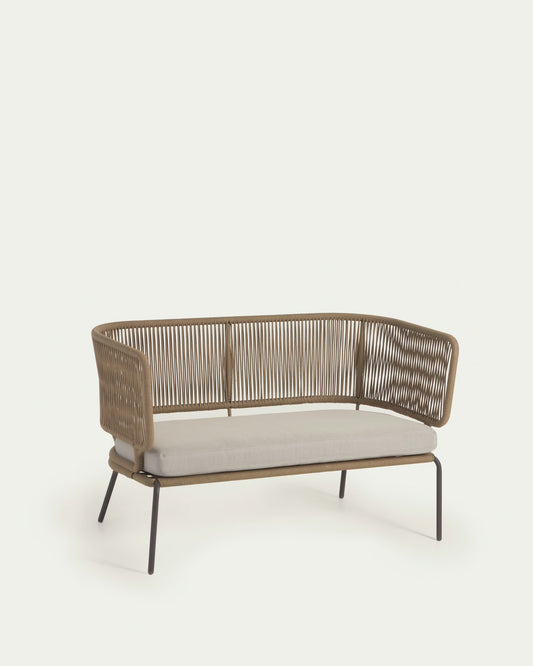 Divano Nadin 2 posti in corda beige e acciaio zincato 135 cm