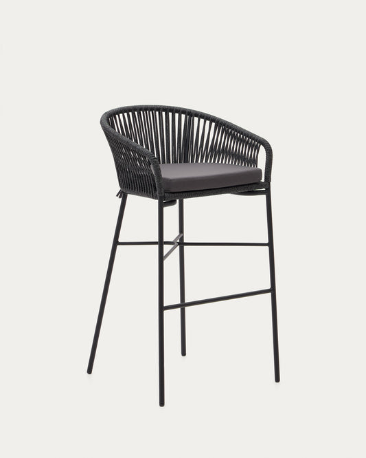 Sgabello Yanet in corda nera altezza 80 cm
