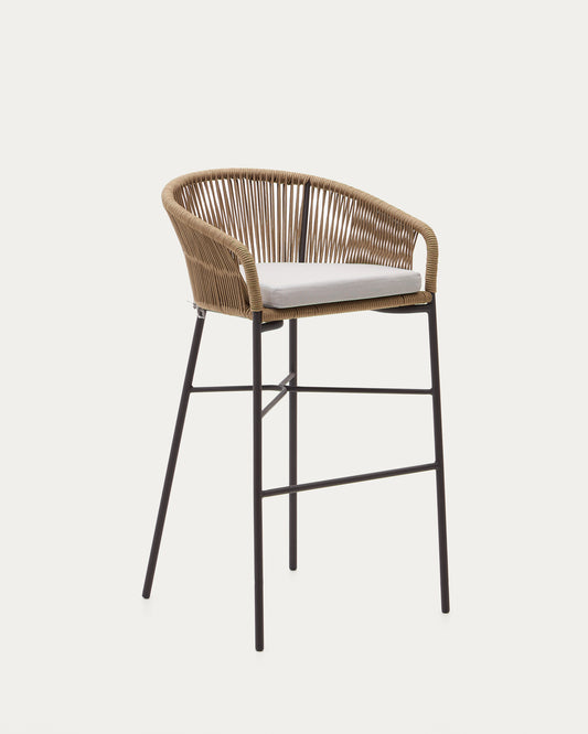 Sgabello Yanet in corda beige altezza 80 cm