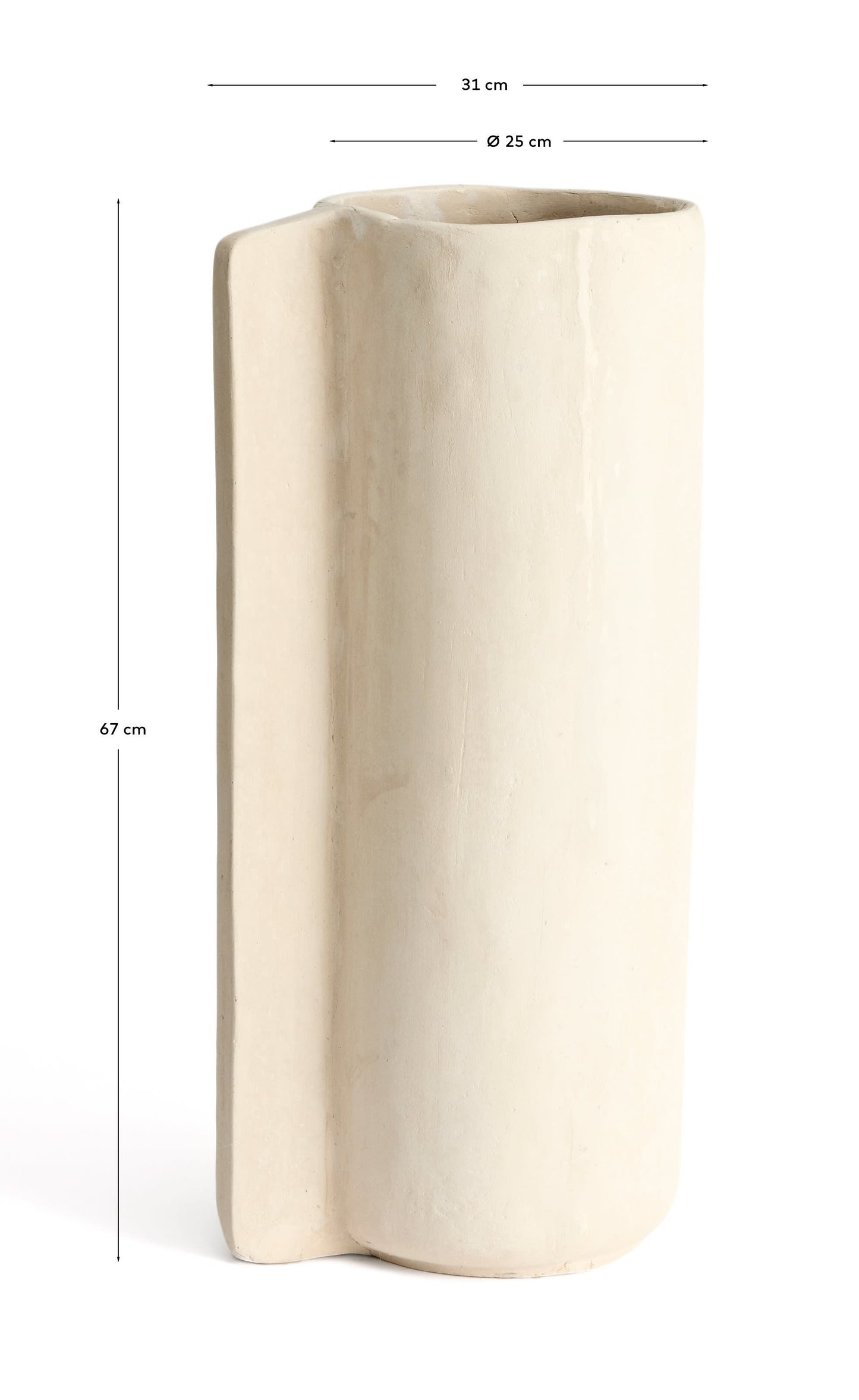 Vaso Mireni in cartapesta beige 67 cm